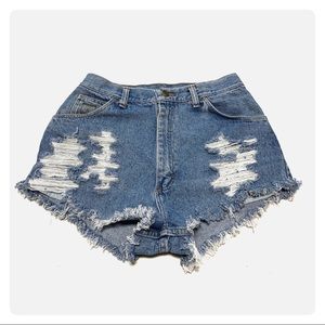 WRANGLER Waist 28-29 Hand-Distressed Cutoffs 323RE